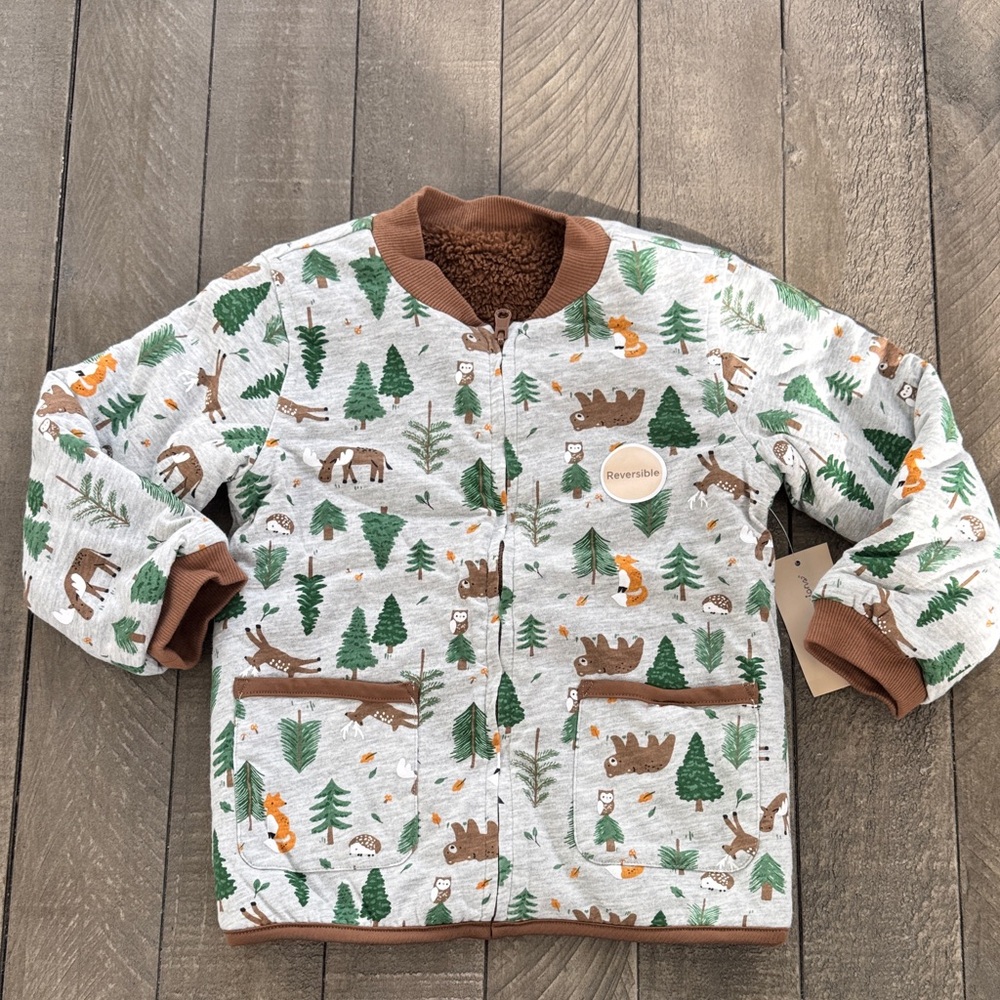 First Impressions Kids Woodland/Teddy Reversible Jacket